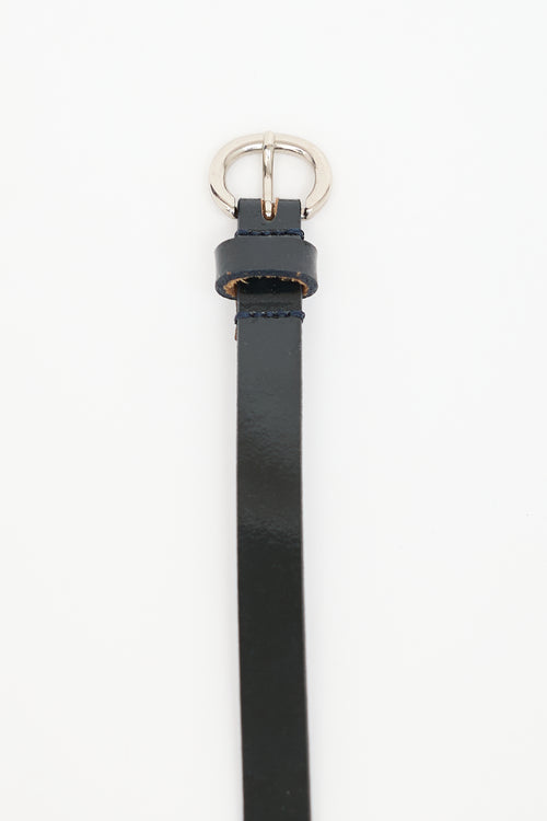 Max Mara Black Patent Leather Thin Belt