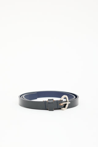 Max Mara Black Patent Leather Thin Belt