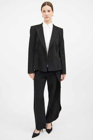 Black Panel Button Blazer