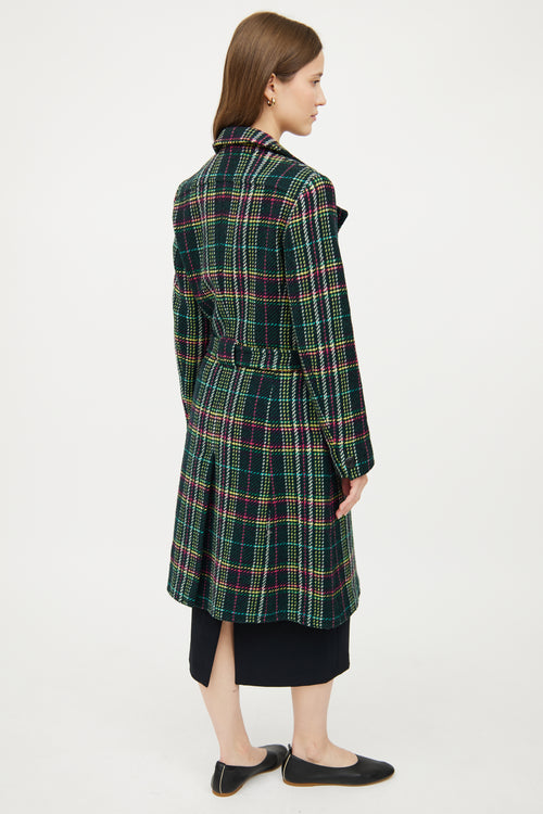 Max Mara Black Multi Colour Wool Coat