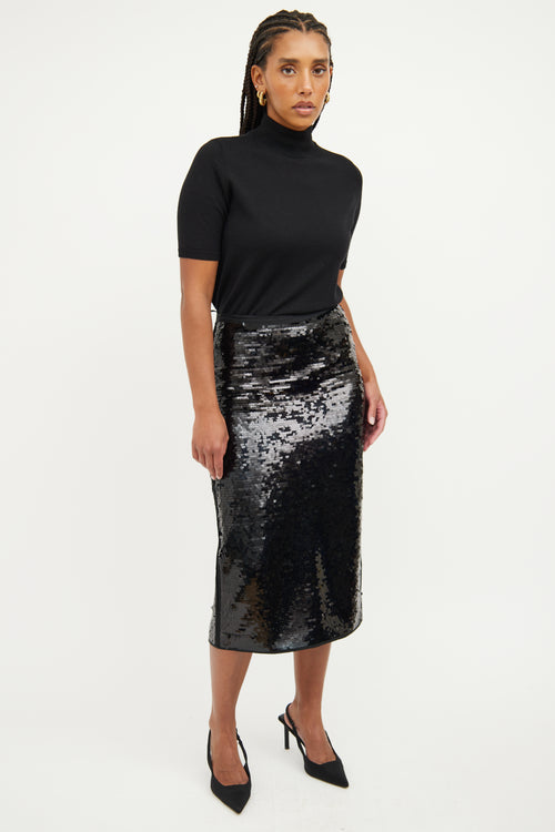 Max Mara Black Sequin Skirt