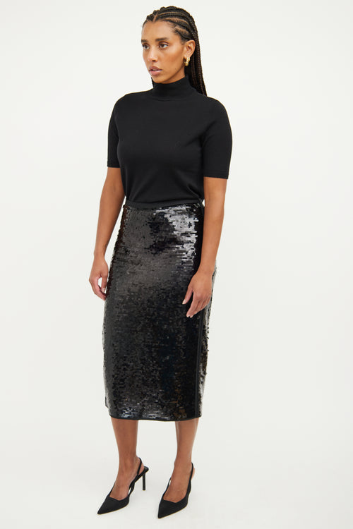 Max Mara Black Sequin Skirt