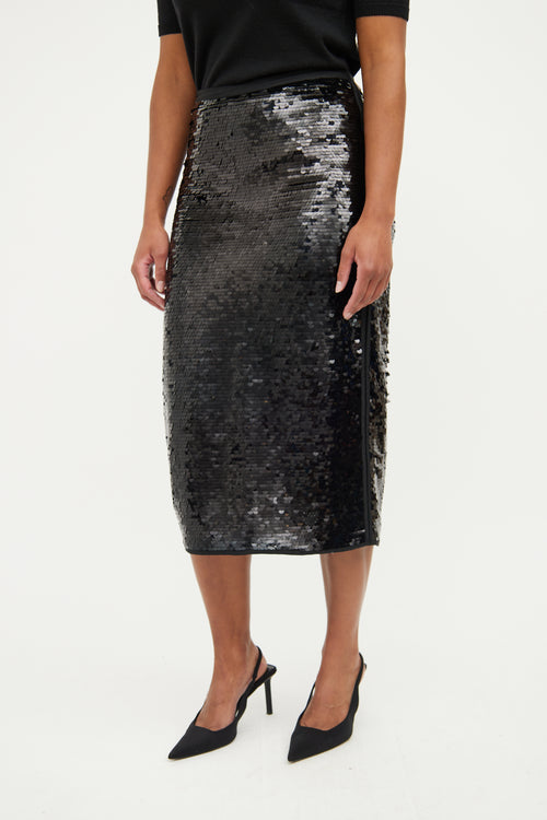 Max Mara Black Sequin Skirt