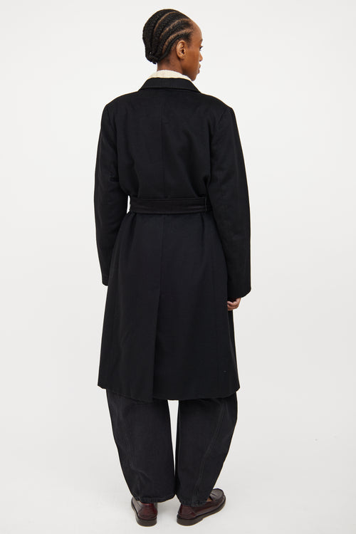 Black Cashmere Belted Coat