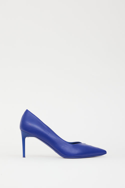 Max Mara Blue Leather Pointed Toe Pump