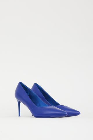 Max Mara Blue Leather Pointed Toe Pump