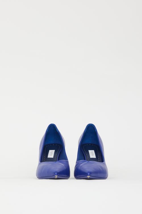 Max Mara Blue Leather Pointed Toe Pump