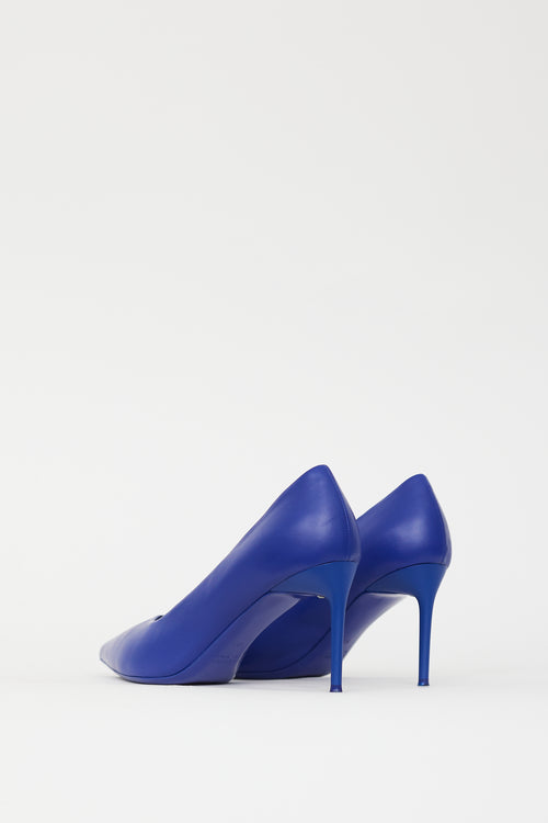 Max Mara Blue Leather Pointed Toe Pump