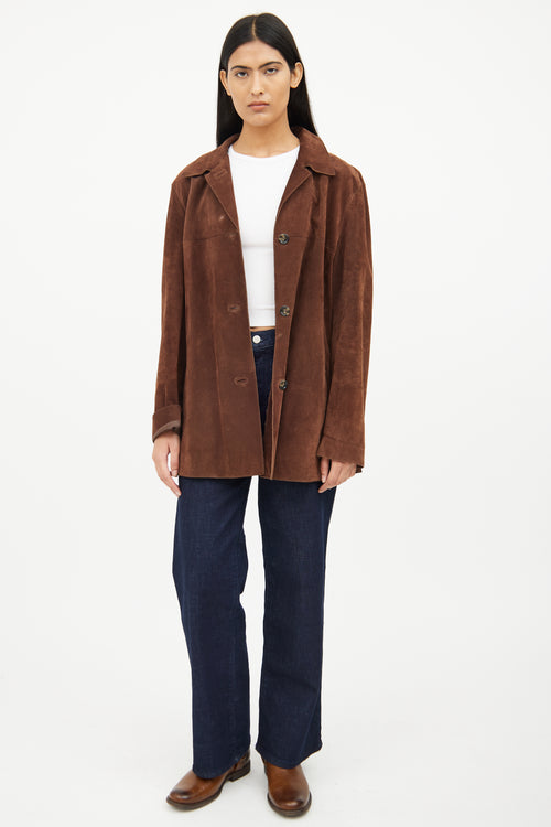 Max Mara Brown Suede Long Sleeve Jacket