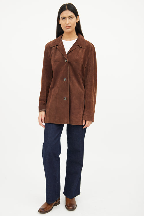 Max Mara Brown Suede Long Sleeve Jacket