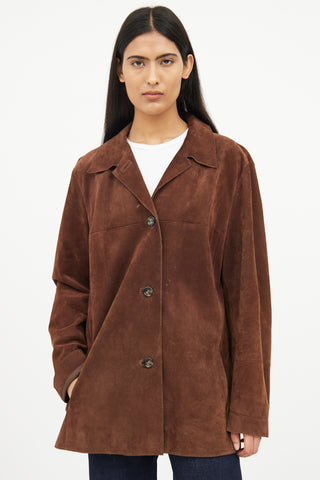 Max Mara Brown Suede Long Sleeve Jacket