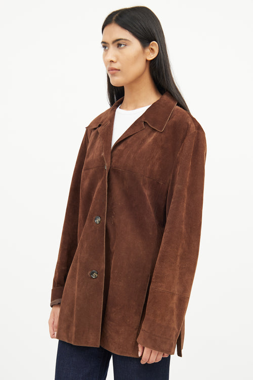 Max Mara Brown Suede Long Sleeve Jacket