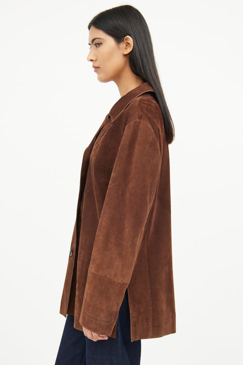 Max Mara Brown Suede Long Sleeve Jacket