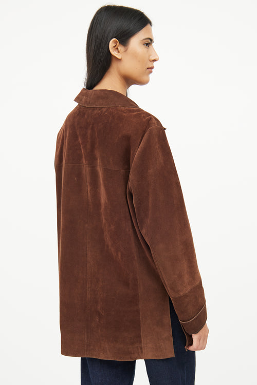 Max Mara Brown Suede Long Sleeve Jacket