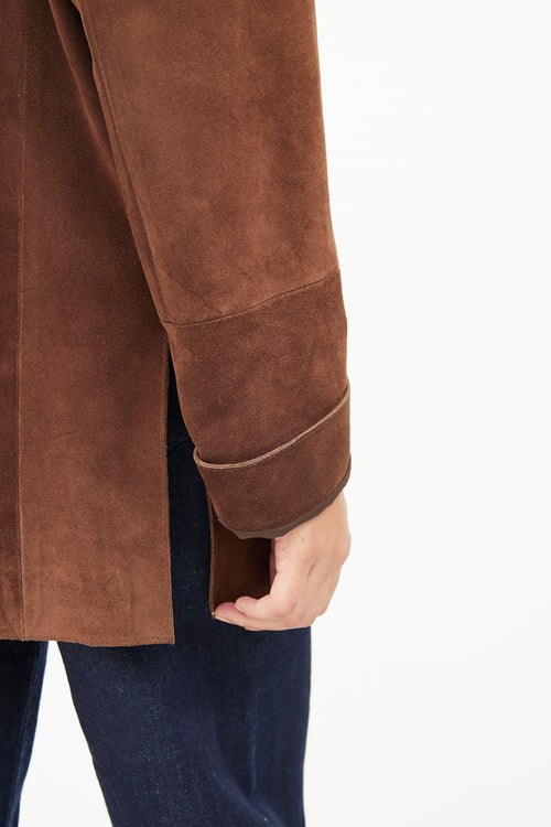 Max Mara Brown Suede Long Sleeve Jacket