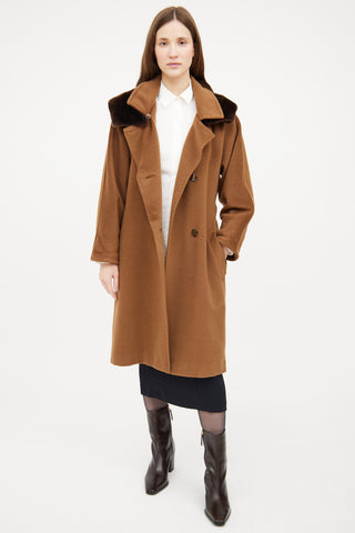 Max Mara Brown Single Breasted Fur Coat