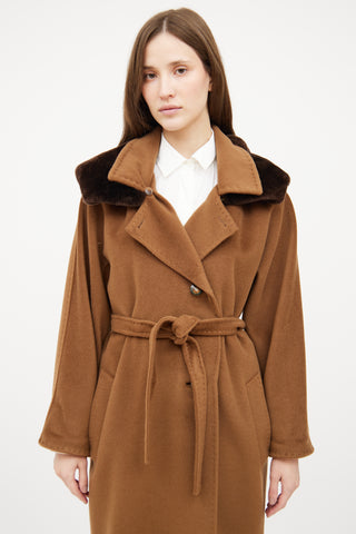 Max Mara Brown Single Breasted Fur Coat