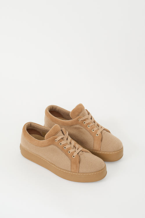 Max Mara Brown Lace Up Platform Sneaker