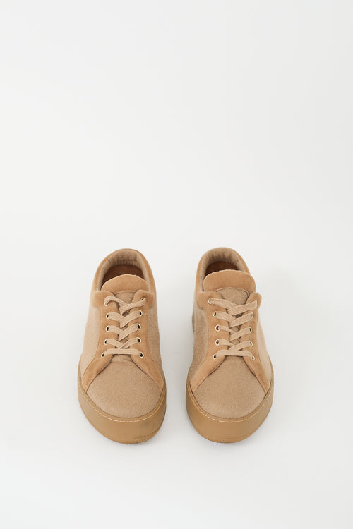 Max Mara Brown Lace Up Platform Sneaker