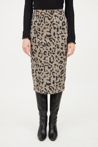 Max Mara Grey 
Black Print Wool Skirt