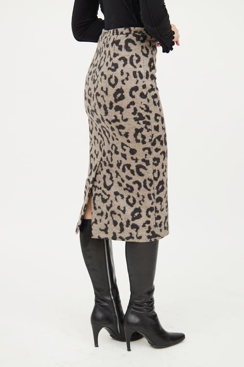 Max Mara Grey 
Black Print Wool Skirt