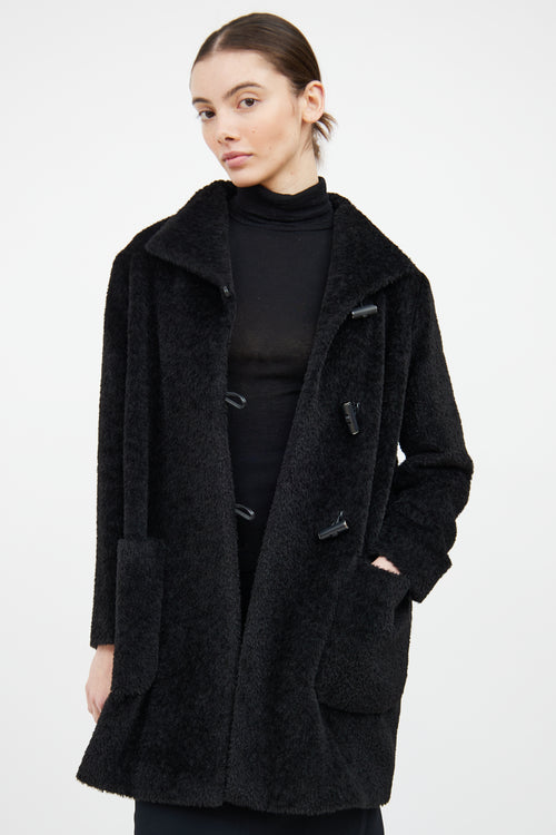 Max Mara Black Wool Toggle Coat