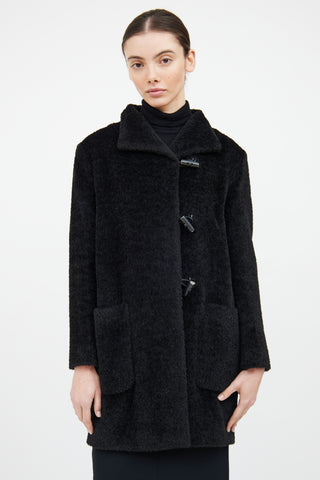 Max Mara Black Wool Toggle Coat