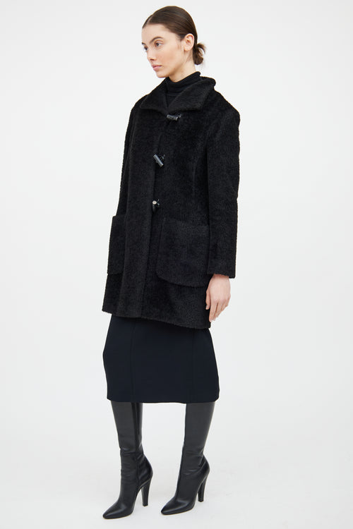 Max Mara Black Wool Toggle Coat