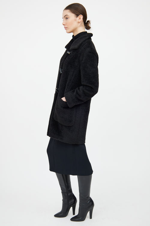 Max Mara Black Wool Toggle Coat