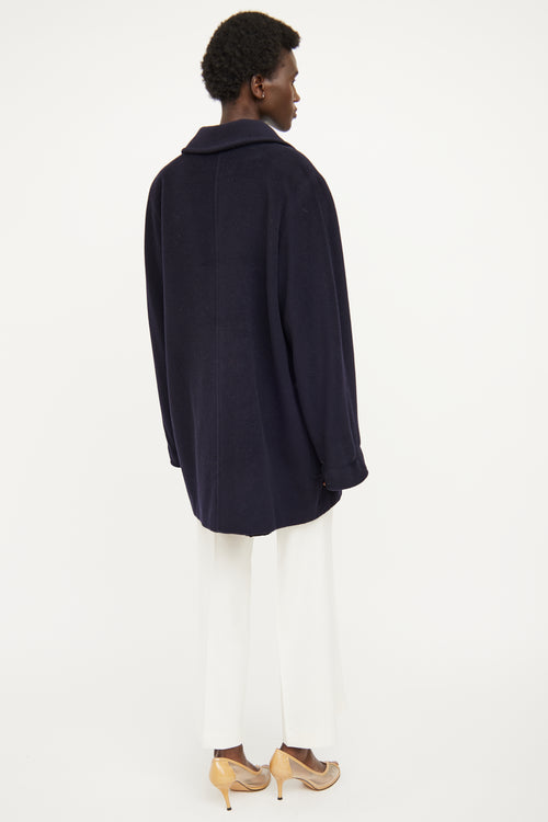 Max Mara Navy Front Pocket Wool  Cashmere Coat