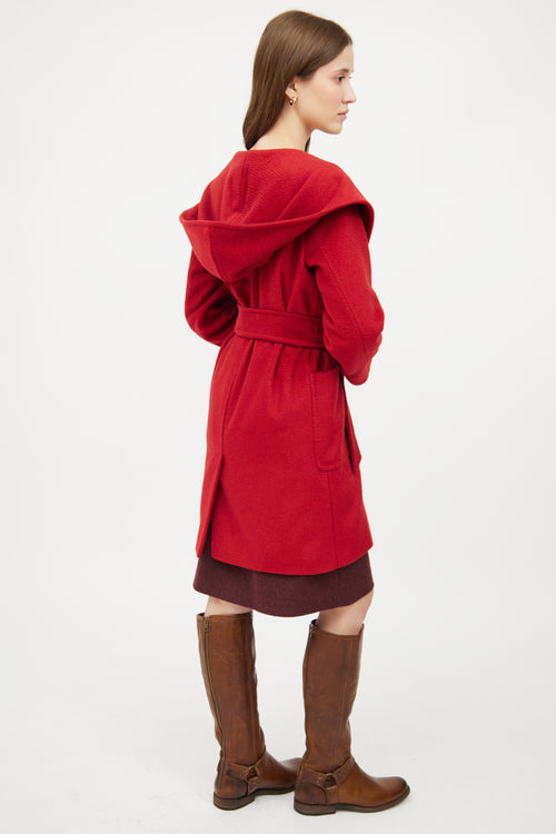 Max Mara Red Wrap Hood Coat