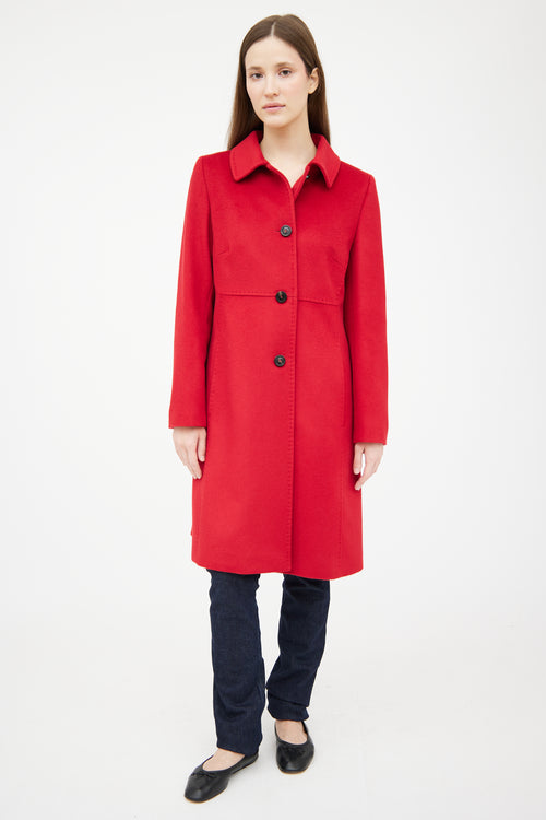 Max Mara Red Wool Panelled Coat