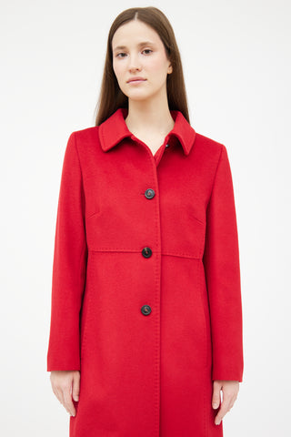 Max Mara Red Wool Panelled Coat