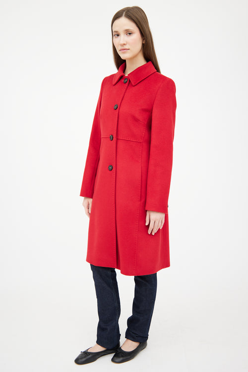 Max Mara Red Wool Panelled Coat