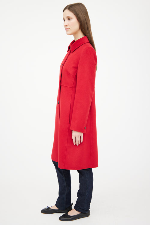 Max Mara Red Wool Panelled Coat