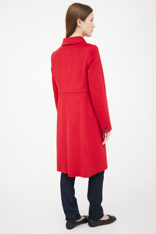 Max Mara Red Wool Panelled Coat