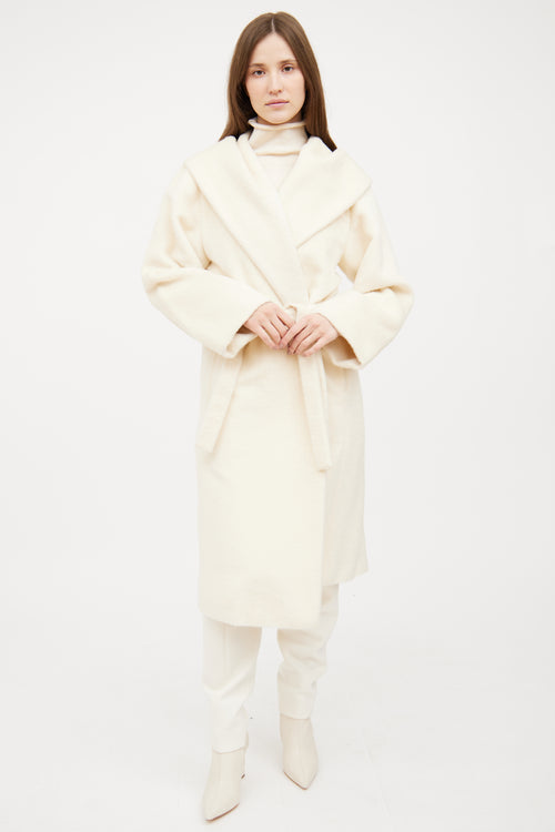 Max Mara Cream Hooded Wrap Coat