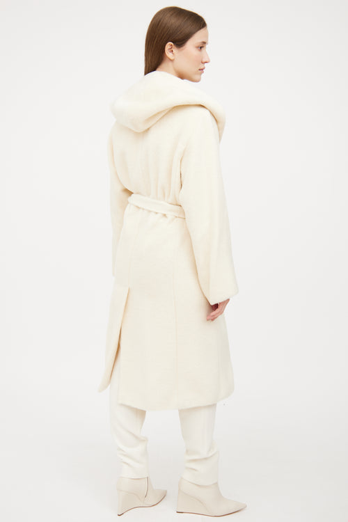 Max Mara Cream Hooded Wrap Coat