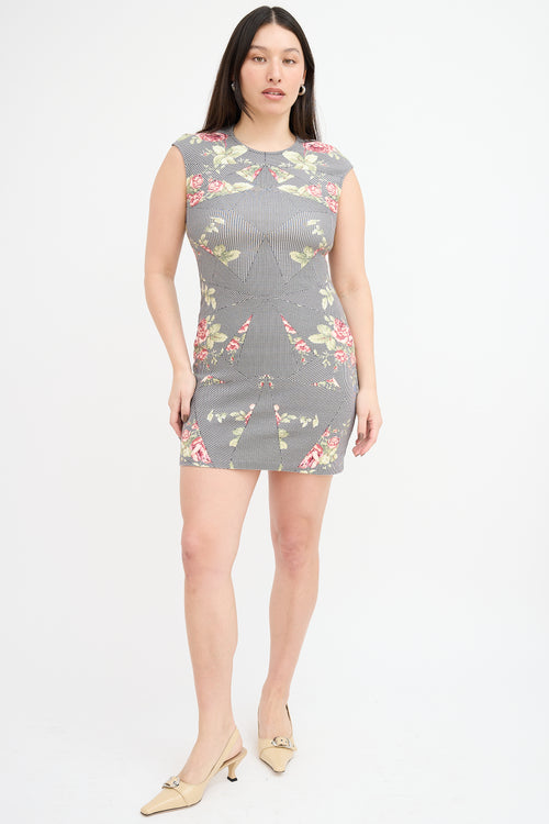 McQ Black 
Multi Floral Panelled Mini Dress