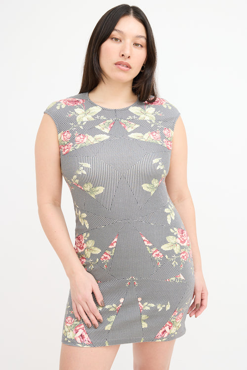 McQ Black 
Multi Floral Panelled Mini Dress