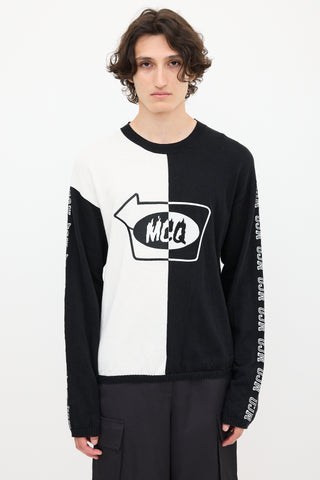 McQ Black 
White Split Embroidered Sweater