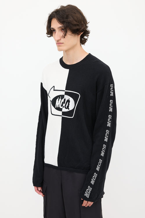 McQ Black 
White Split Embroidered Sweater