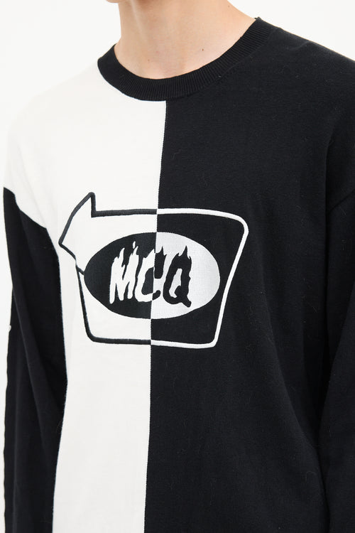 McQ Black 
White Split Embroidered Sweater