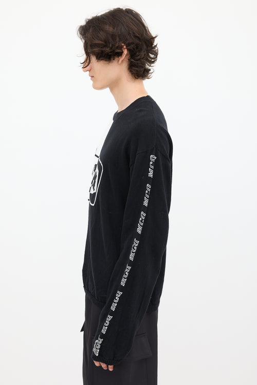 McQ Black 
White Split Embroidered Sweater