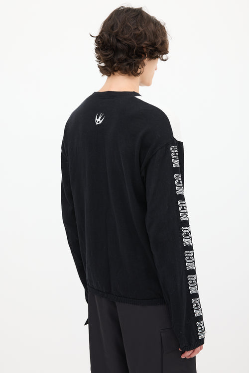 McQ Black 
White Split Embroidered Sweater