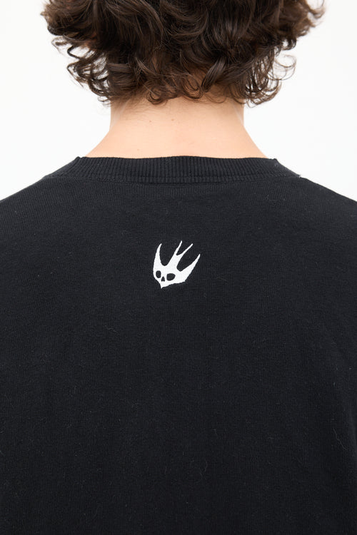 McQ Black 
White Split Embroidered Sweater