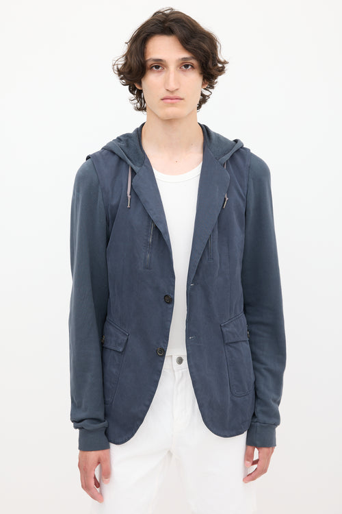 McQ Navy Hooded Layered Jacket