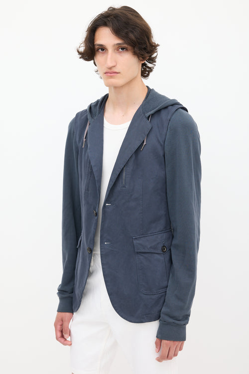 McQ Navy Hooded Layered Jacket