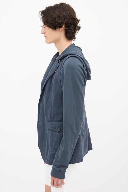 McQ Navy Hooded Layered Jacket