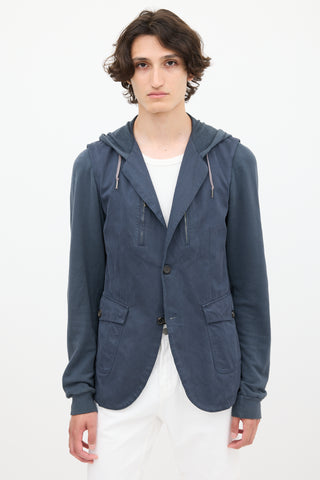 McQ Navy Hooded Layered Jacket